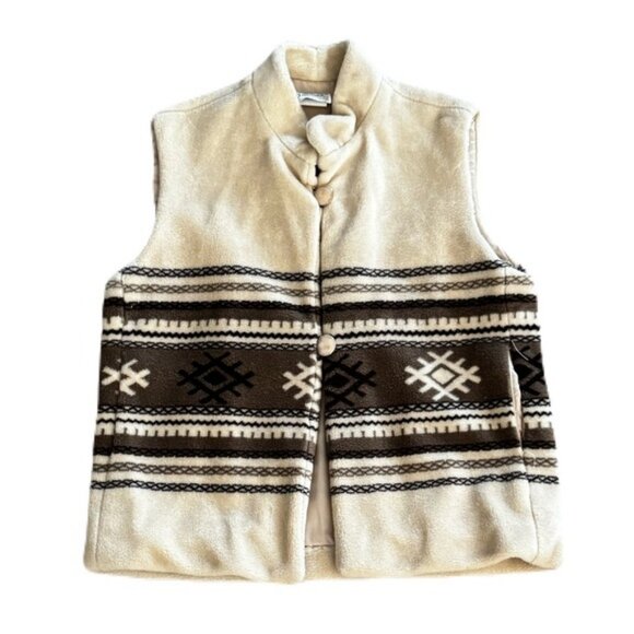 Vintage Bonelli Cream and Brown Patterned Vest - Picture 1 of 7